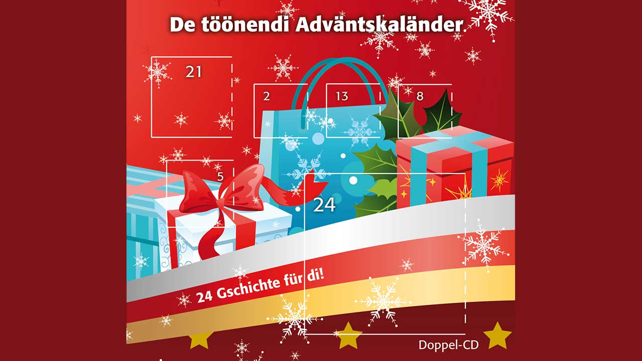 CD-Cover «De töönendi Adväntskaländer – 24 Gschichte für di!»