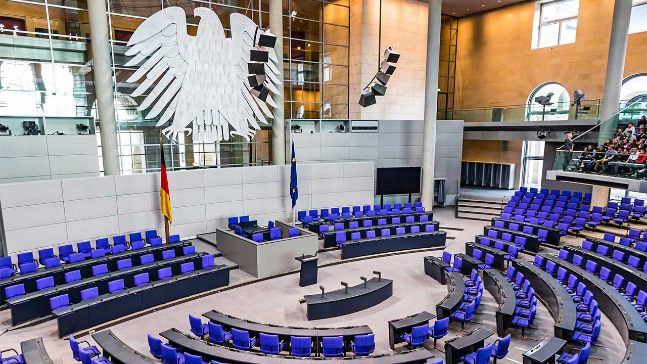 Blick in den Plenarsaal des deutschen Bundestags