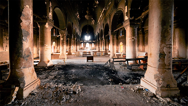 Zerstörte Kirche im Irak
