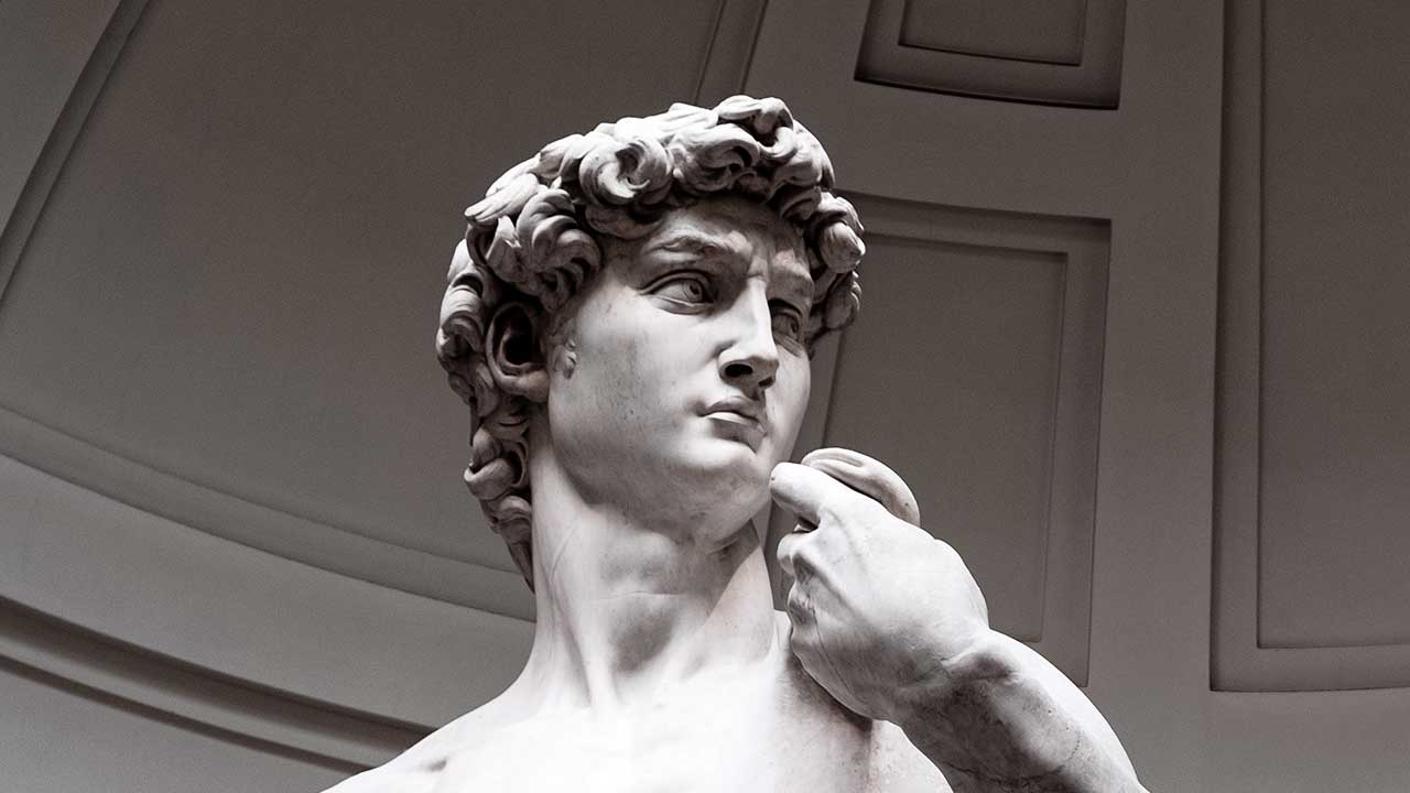 oberster Teil der David-Statue von Michelangelo in Florenz