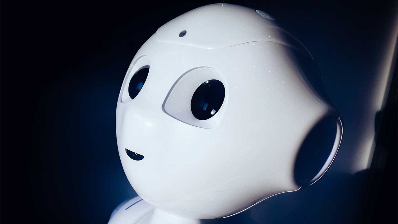 Kopf eines Roboters mit einem netten Gesicht
