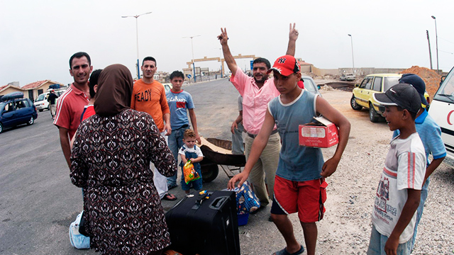 Flüchtlinge naher der syrisch-libanesischen Grenze