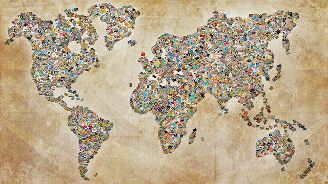Collage einer Weltkarte
